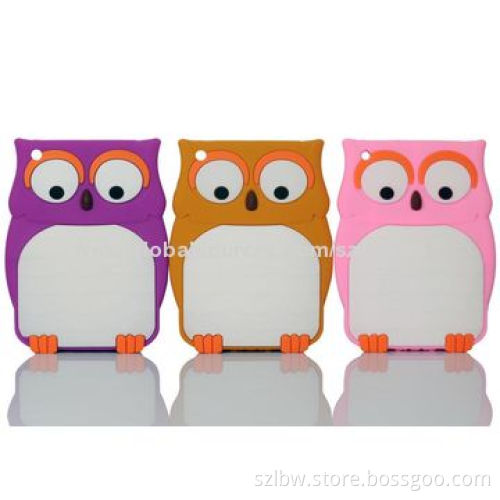 Owl shape silicone protective soft case cover for iPad, cute animal design